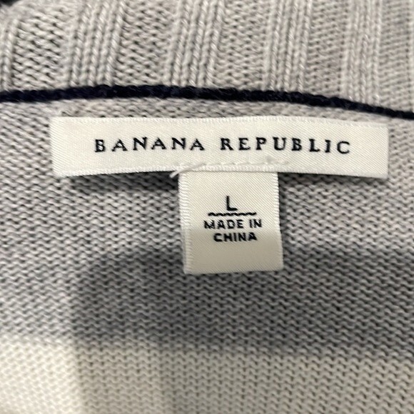 Banana Republic Gray and Cream striped Tunic Sweater SZ L - Picture 4 of 4